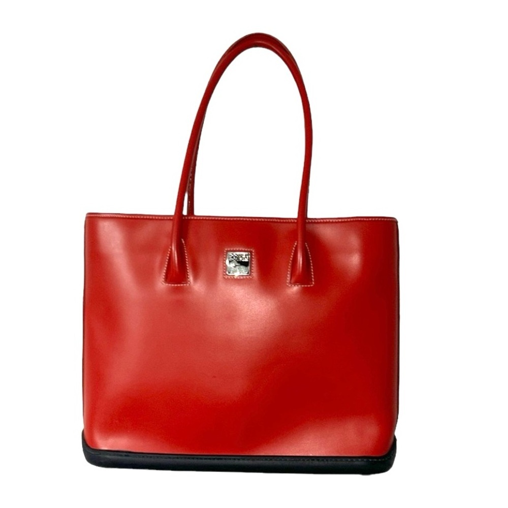 Dooney & Bourke Red Black Rubber Bottom Tote Bag Large Modern Holiday Gift